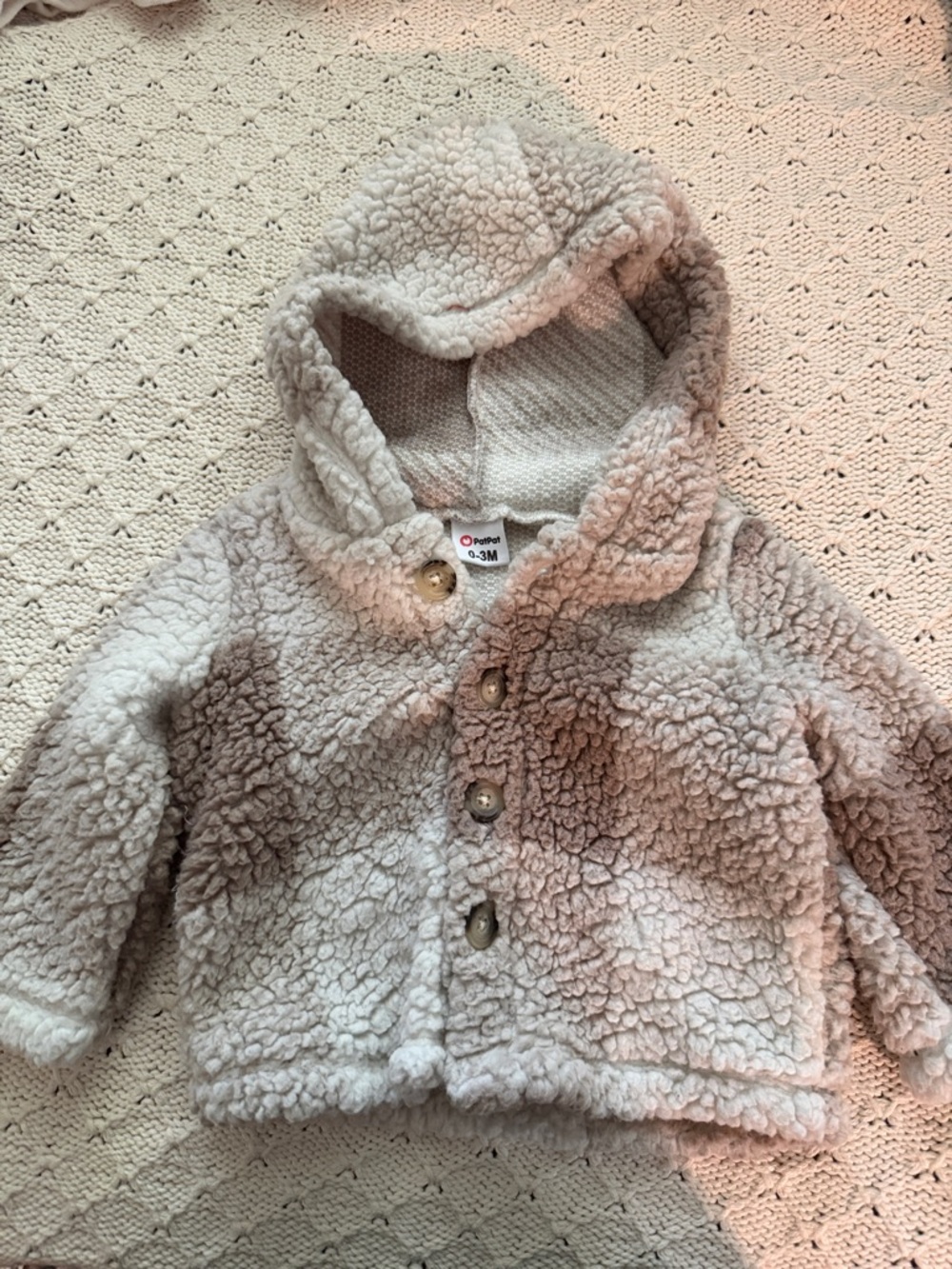 PatPat Cozy Sherpa Baby Hooded Jacket - Cream